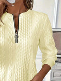 Texture Half Zip Long Sleeve Sweatshirt - Trendsi - Flyclothing LLC
