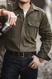 Men's Button Down Long Sleeve Shirt with Chest Pockets - Trendsi - Flyclothing LLC