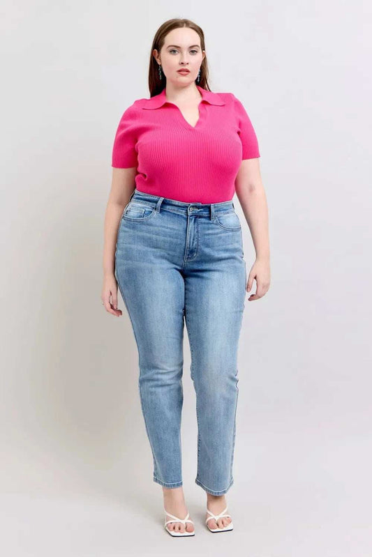 Judy Blue Plus Size High Waist Dad Jeans - Trendsi - Flyclothing LLC