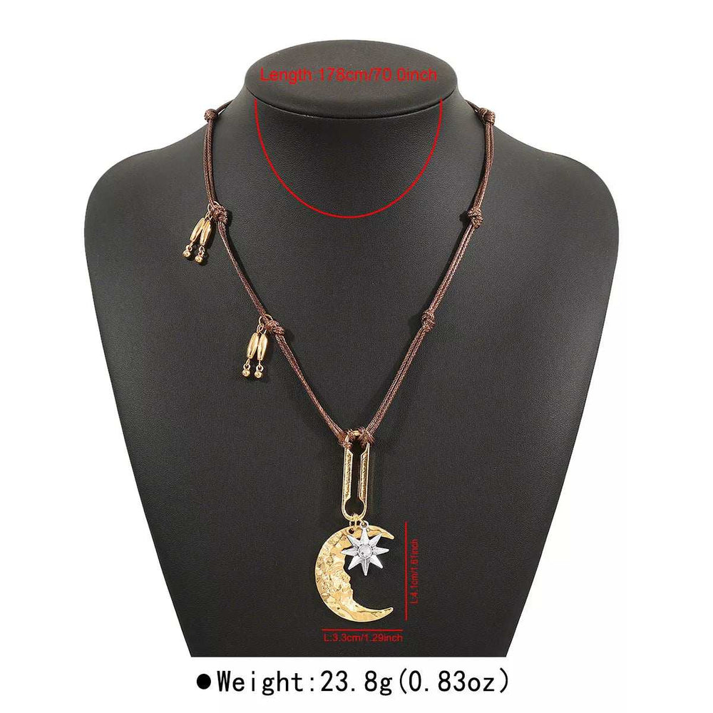Moon & Sun Pendant Necklace - Trendsi - Flyclothing LLC