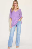 Basic Bae Full Size Bamboo V-Neck Drop Shoulder T-Shirt - Trendsi - Flyclothing LLC