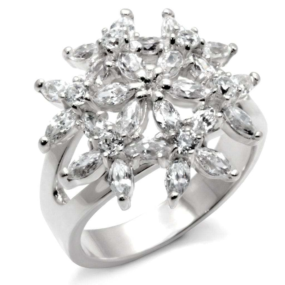 31820 - High-Polished 925 Sterling Silver Ring with AAA Grade CZ in Clear - Alamode - Flyclothing LLC