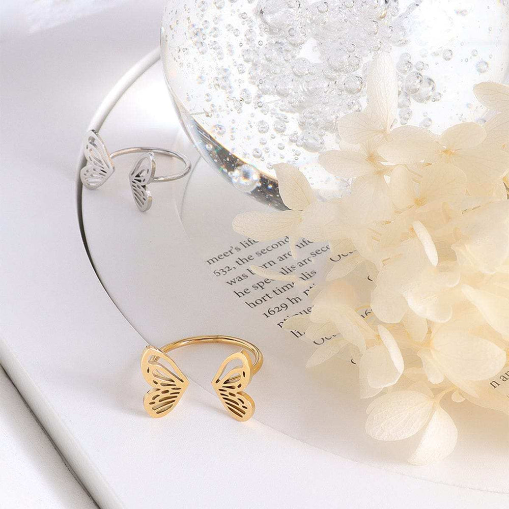 Titanium Steel Butterfly Open Ring - Trendsi - Flyclothing LLC
