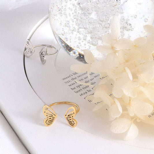 Titanium Steel Butterfly Open Ring - Trendsi - Flyclothing LLC