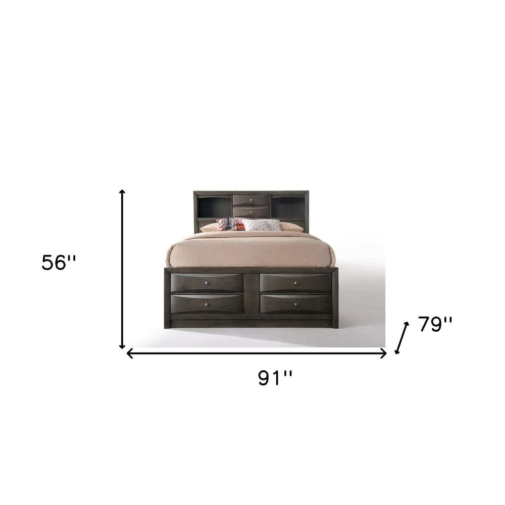 Gray Solid Wood Bed Frame - Homeroots - Flyclothing LLC