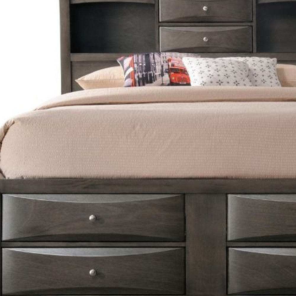 Gray Solid Wood Bed Frame - Homeroots - Flyclothing LLC
