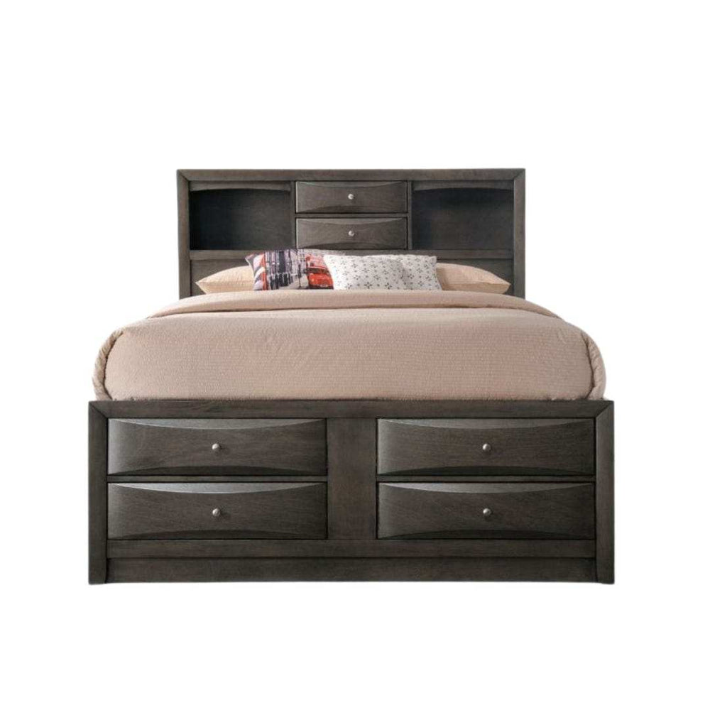 Gray Solid Wood Bed Frame - Homeroots - Flyclothing LLC