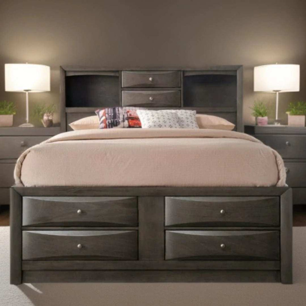 Gray Solid Wood Bed Frame - Homeroots - Flyclothing LLC