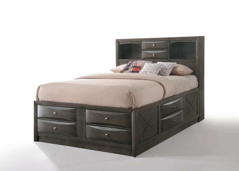 Gray Solid Wood Queen Bed Frame - Homeroots - Flyclothing LLC