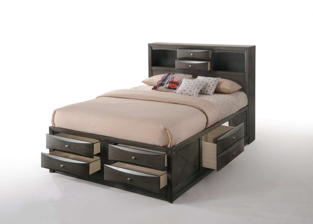 Gray Solid Wood Queen Bed Frame - Homeroots - Flyclothing LLC