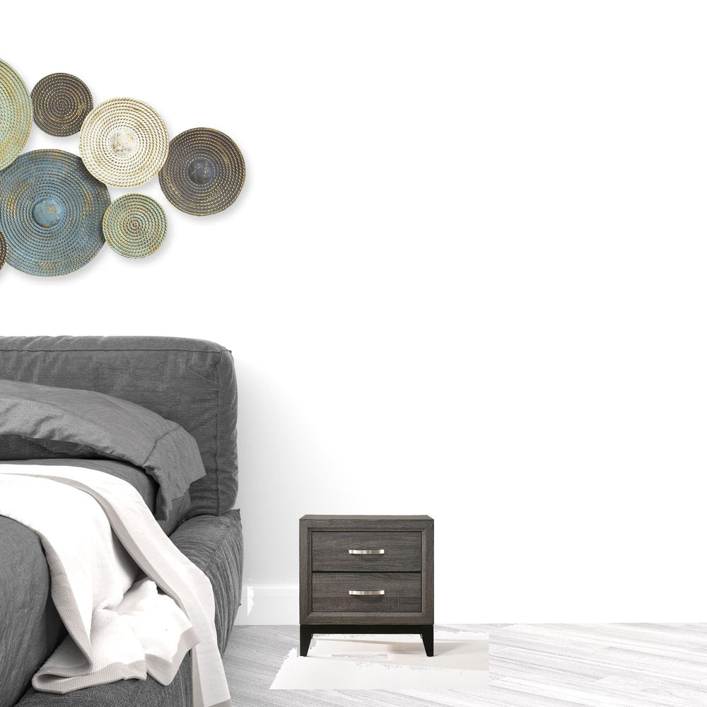 25" Gray Two Drawers Nightstand - Homeroots - Flyclothing LLC