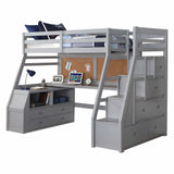 Twin Size Gray Finish Pine Wood Loft Bed - Homeroots - Flyclothing LLC
