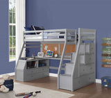 Twin Size Gray Finish Pine Wood Loft Bed - Homeroots - Flyclothing LLC