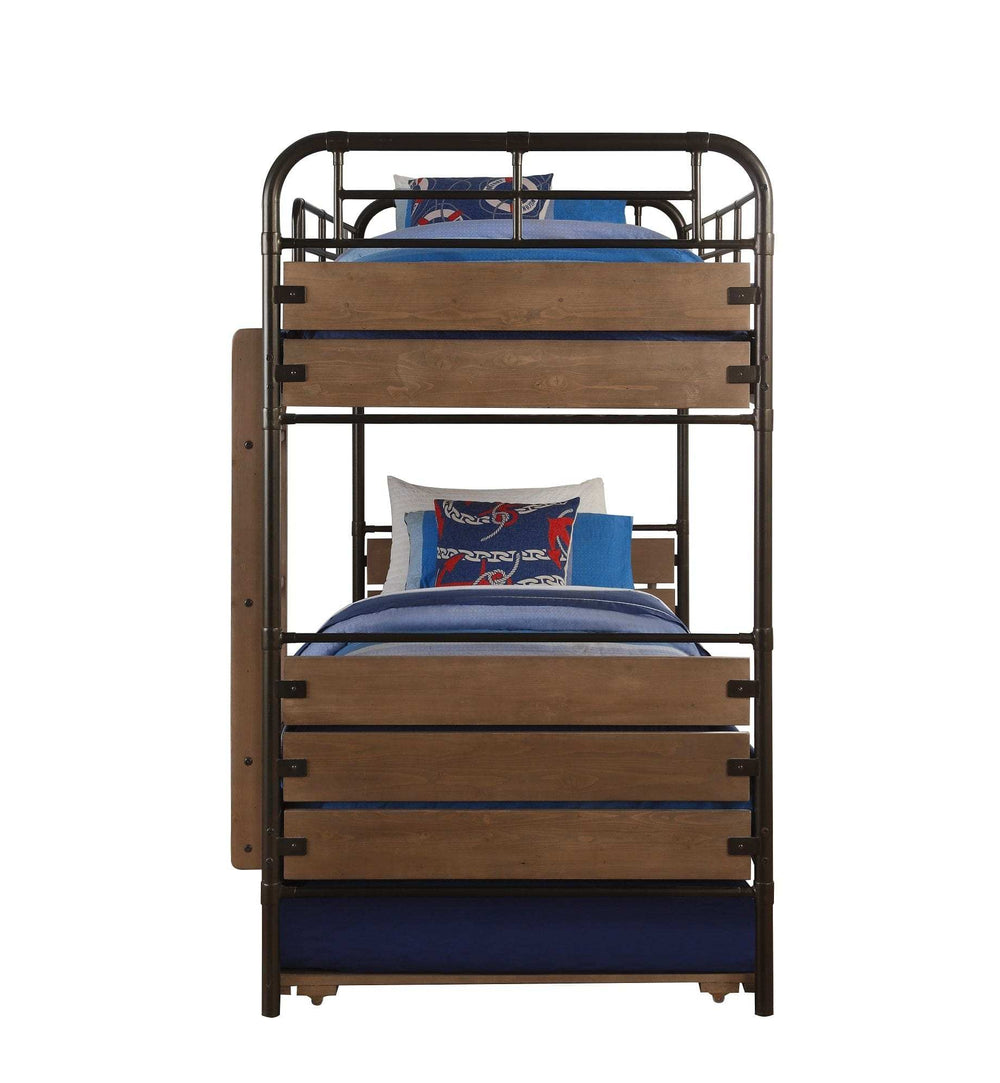 Oak Twin Industrial Bunk Bed - Homeroots - Flyclothing LLC