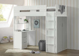 White And Gray Twin Loft Bed And Desk - Homeroots - Flyclothing LLC