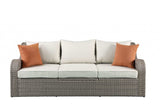 Three Piece Outdoor Gray Wicker Sectional Seating Group with Beige Cushions - Homeroots - Flyclothing LLC