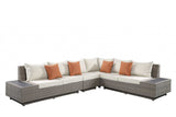 Beige Polyester Modular L Shaped Four Piece Standard With Console And Toss Pillows - Homeroots - Flyclothing LLC