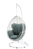 38" White Metal Swing Chair With Green Cushion - Homeroots - Flyclothing LLC