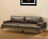 95" Chocolate Top Grain Leather Sofa With Black Legs - Homeroots