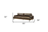 95" Chocolate Top Grain Leather Sofa With Black Legs - Homeroots
