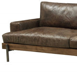 95" Chocolate Top Grain Leather Sofa With Black Legs - Homeroots