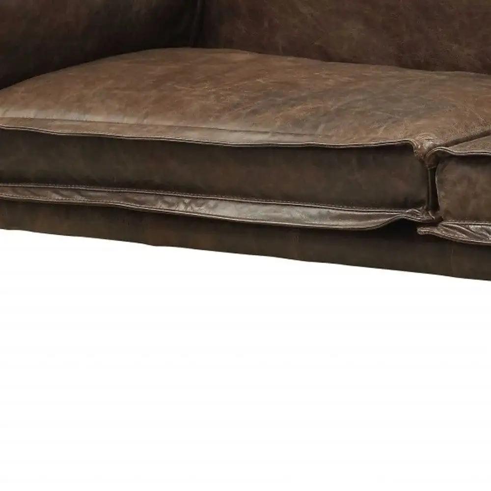 94" Chocolate Top Grain Leather Sofa With Dark Brown Legs - Homeroots - Flyclothing LLC
