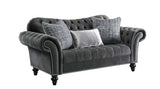 79" Gray And Black Velvet Loveseat and Toss Pillows - Homeroots - Flyclothing LLC