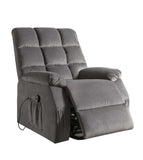 34" Gray Velvet Power Heated Massage Recliner - Homeroots - Flyclothing LLC