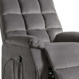 34" Gray Velvet Power Heated Massage Recliner - Homeroots - Flyclothing LLC