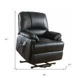 34" Black Faux Leather Power Massage Lift Assist Recliner - Homeroots - Flyclothing LLC