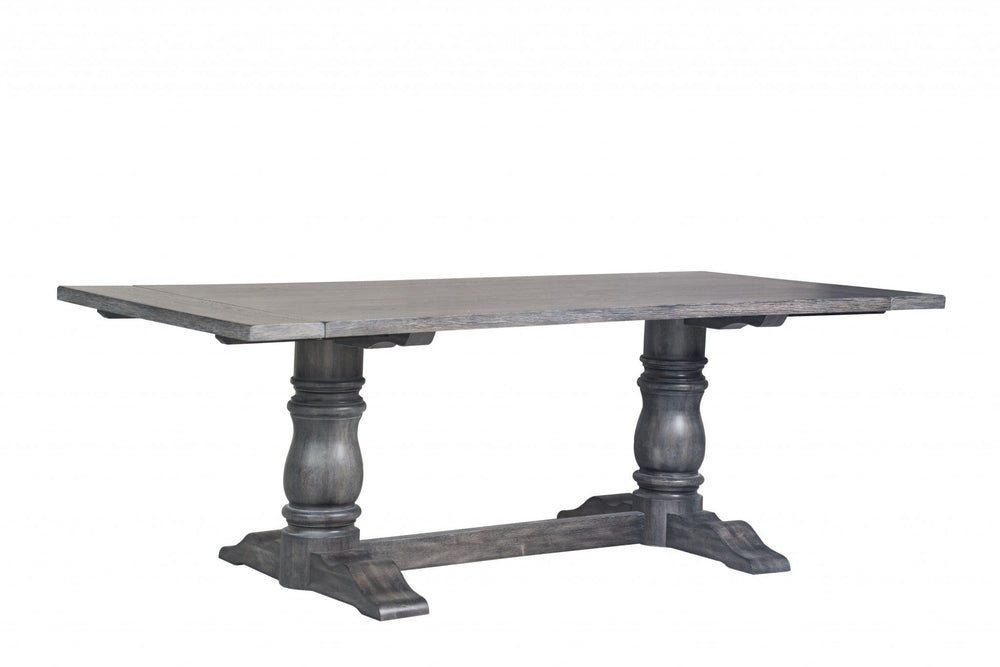 88" Light Gray And Gray Solid Wood Trestle Base Dining Table - Homeroots - Flyclothing LLC