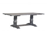 88" Light Gray And Gray Solid Wood Trestle Base Dining Table - Homeroots - Flyclothing LLC