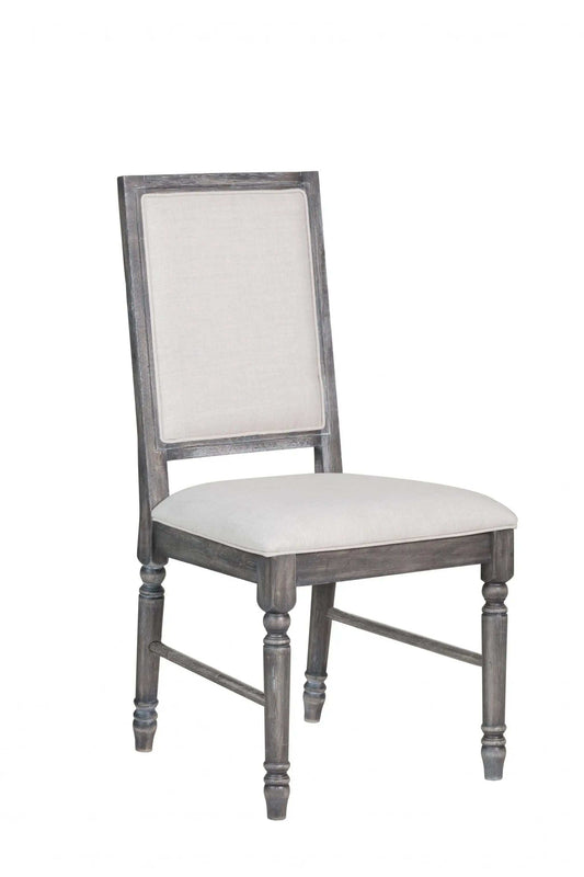 Set of Two Cream And Gray Upholstered Linen Dining Side Chairs - Homeroots - Flyclothing LLC