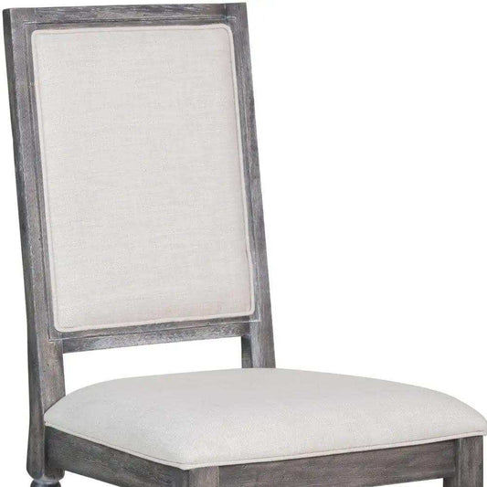 Set of Two Cream And Gray Upholstered Linen Dining Side Chairs - Homeroots - Flyclothing LLC
