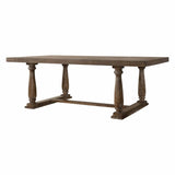 84" Brown Solid Wood Trestle Base Dining Table - Homeroots - Flyclothing LLC