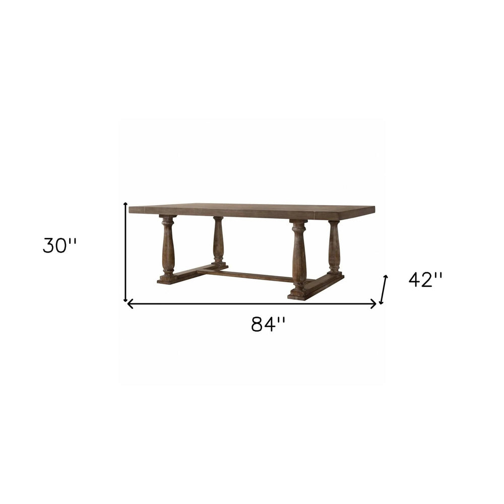84" Brown Solid Wood Trestle Base Dining Table - Homeroots - Flyclothing LLC