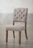 Set of Two Tufted Cream And Brown Upholstered Linen Open Back Dining Side Chairs - Homeroots - Flyclothing LLC