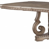 76" Champagne Solid Wood Double Pedestal Base Dining Table - Homeroots - Flyclothing LLC