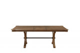 64" Brown Solid Wood Removable Leaf Trestle Base Dining Table - Homeroots - Flyclothing LLC