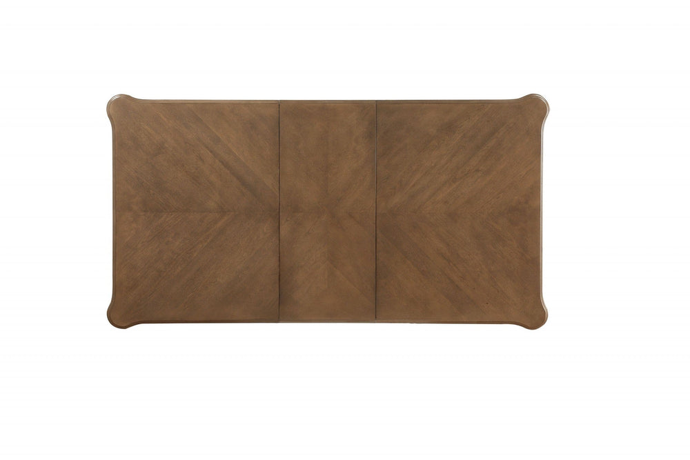 64" Brown Solid Wood Removable Leaf Trestle Base Dining Table - Homeroots - Flyclothing LLC