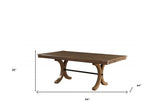 64" Brown Solid Wood Removable Leaf Trestle Base Dining Table - Homeroots - Flyclothing LLC