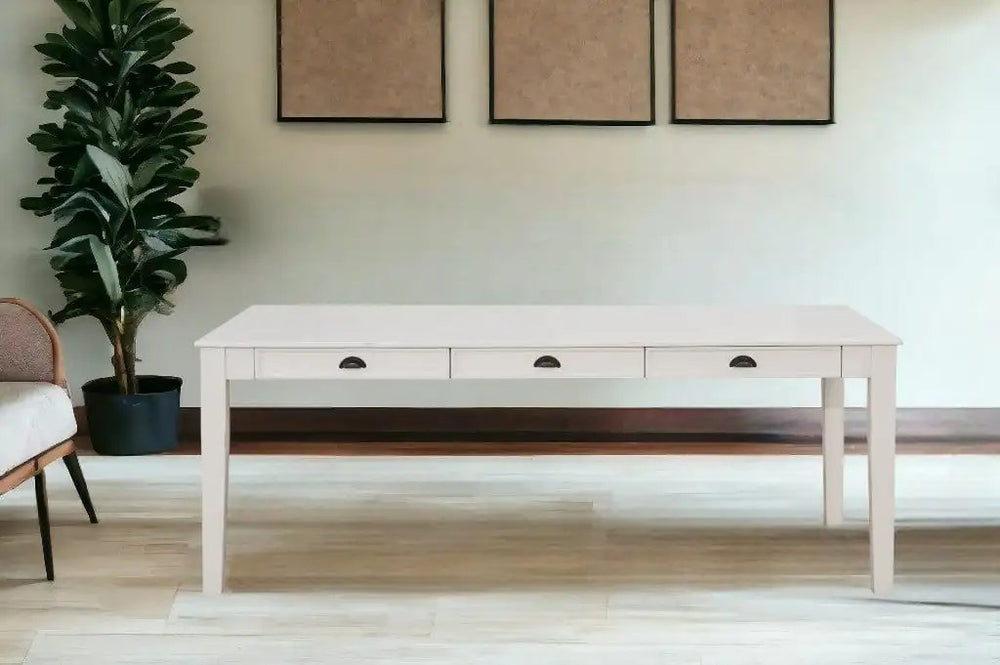 78" White Solid Wood Dining Table - Homeroots - Flyclothing LLC