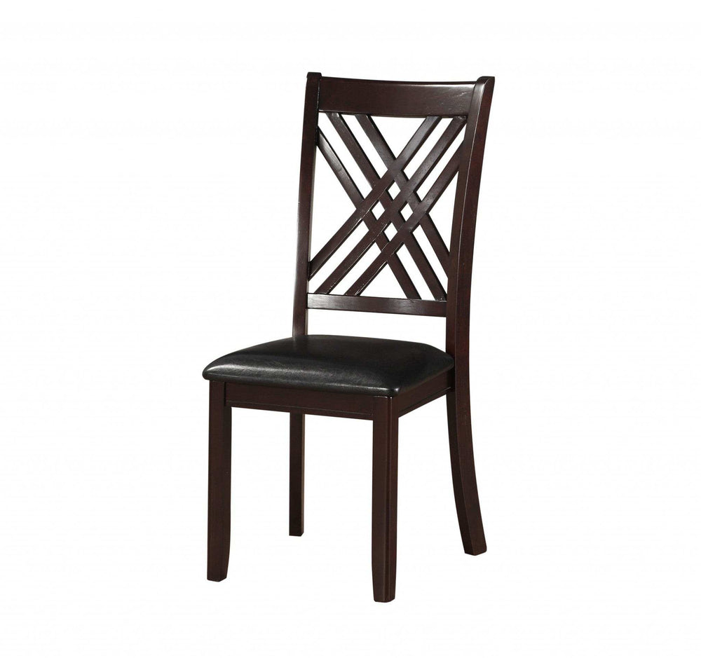 Set of Two Black Upholstered Faux Leather Cross Back Dining Side Chairs - Homeroots - Flyclothing LLC