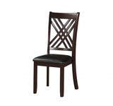 Set of Two Black Upholstered Faux Leather Cross Back Dining Side Chairs - Homeroots - Flyclothing LLC
