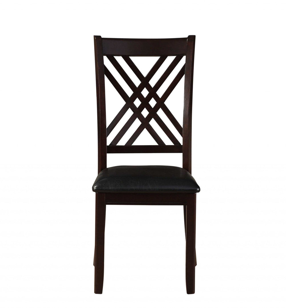 Set of Two Black Upholstered Faux Leather Cross Back Dining Side Chairs - Homeroots - Flyclothing LLC