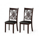 Set of Two Black Upholstered Faux Leather Cross Back Dining Side Chairs - Homeroots - Flyclothing LLC