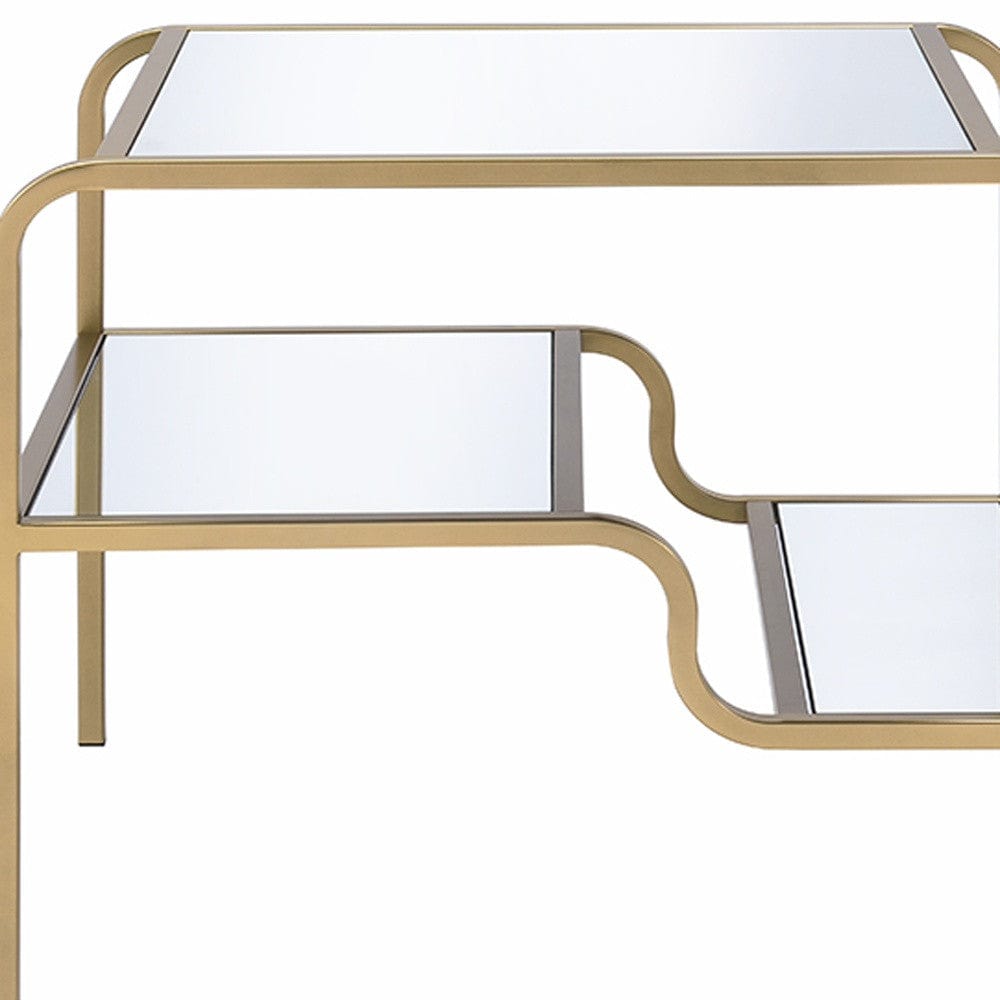 23" Gold And Clear Glass End Table With Two Shelves - Homeroots - Flyclothing LLC