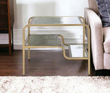 23" Gold And Clear Glass End Table With Two Shelves - Homeroots - Flyclothing LLC