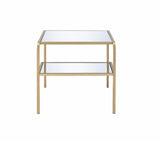 23" Gold And Clear Glass End Table With Two Shelves - Homeroots - Flyclothing LLC