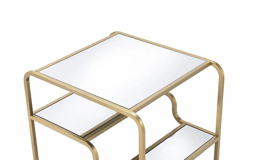23" Gold And Clear Glass End Table With Two Shelves - Homeroots - Flyclothing LLC